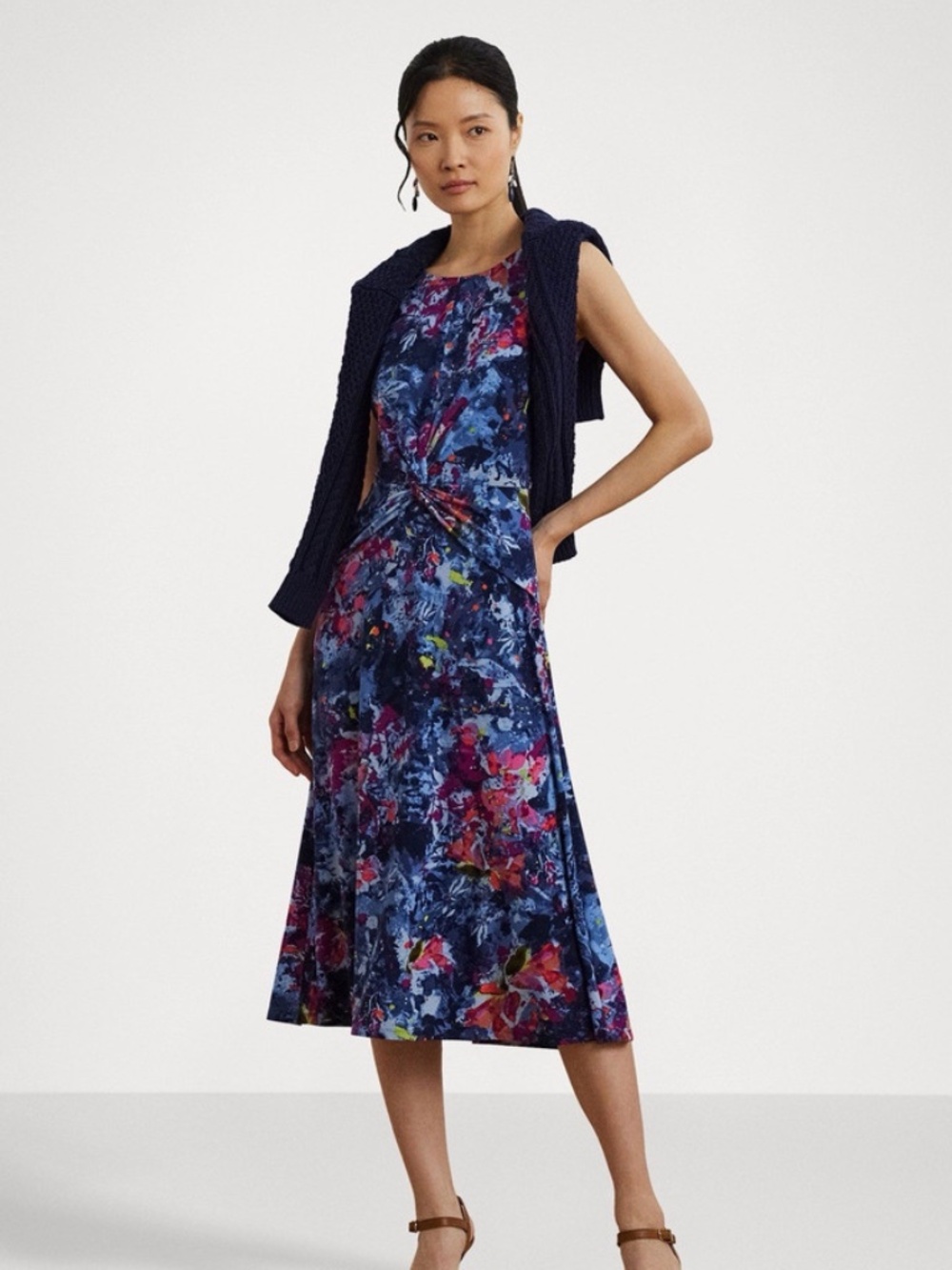 Lauren Ralph Lauren Print Twist-Front Jersey Dress Size 14W women’s plus